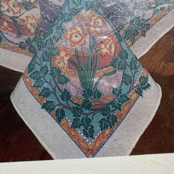 Vintage New Easter Egg Floral 70" ROUND Tablecloth Spring Fantasy Purple Green - Picture 11 of 12